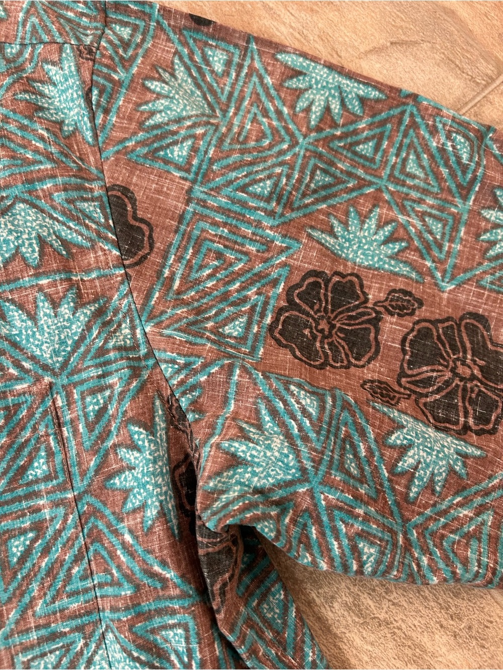 Vintage Reyn Spooner hibiscus Hawaiian print button down, teal shirt size large - Picture 6 of 9